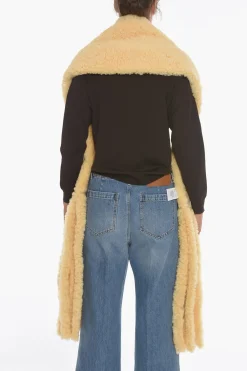 Clearance Sciarpa in Shearling con Frange Donna Sciarpe E Foulard