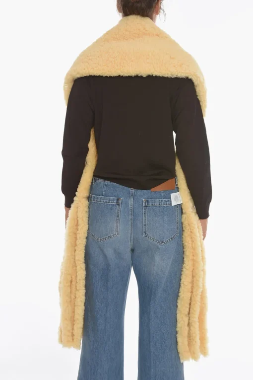 Clearance Sciarpa in Shearling con Frange Donna Sciarpe E Foulard