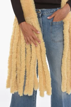 Clearance Sciarpa in Shearling con Frange Donna Sciarpe E Foulard