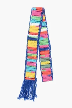 Outlet Sciarpa Multicolor in Crochet con Frange Donna Sciarpe E Foulard