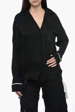 SEASONAL Camicia in Broccato con Bordino a Contrasto>Off-White Hot