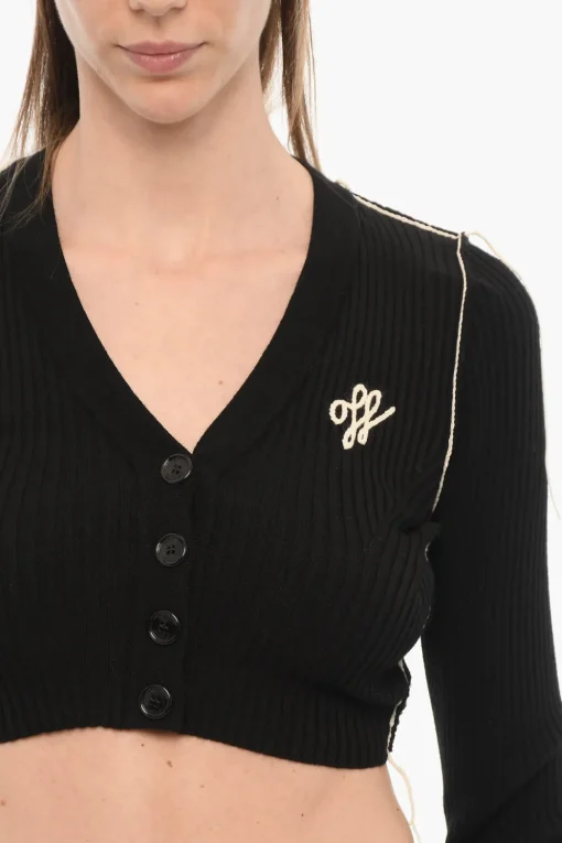 Best SEASONAL Cardigan Crop a Coste con Scollo a V Donna Maglieria