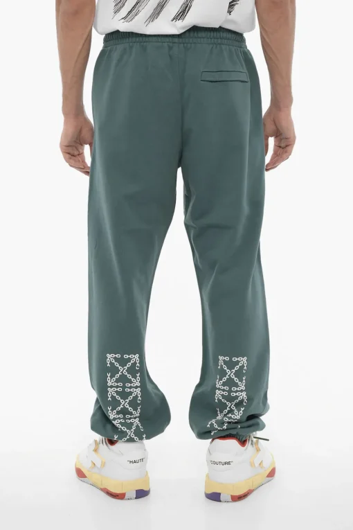 Hot SEASONAL Joggers CHAIN ARROW in Cotone Garzato Uomo Pantaloni