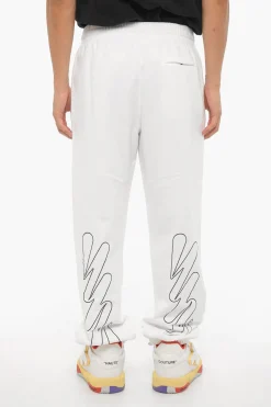 SEASONAL Joggers in Cotone Garzato con Dettagli a Contrasto>Off-White Hot
