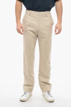 SEASONAL Pantaloni Straight Fit TAG in Misto Lana Vergine>Off-White Best