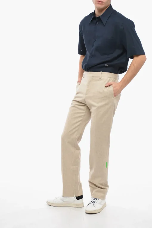 SEASONAL Pantaloni Straight Fit TAG in Misto Lana Vergine>Off-White Best