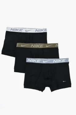 Outlet Set 3 Boxer Dri-Fit in Tinta Unita con Banda Elastica a Contrasto Uomo Intimo