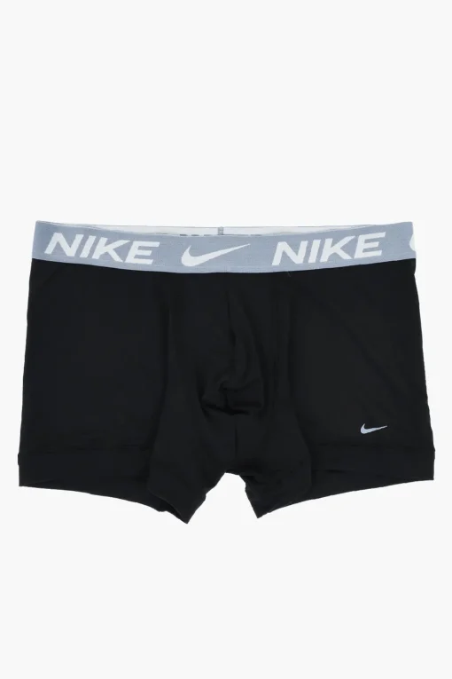 Outlet Set 3 Boxer Dri-Fit in Tinta Unita con Banda Elastica a Contrasto Uomo Intimo