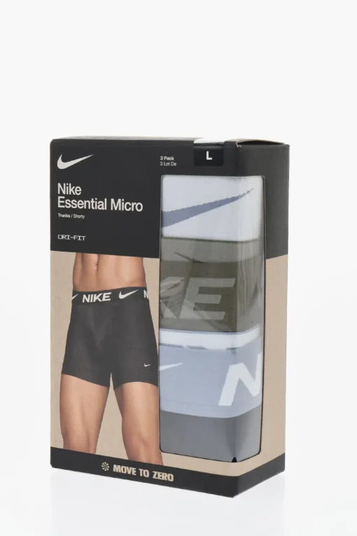 Outlet Set 3 Boxer Dri-Fit in Tinta Unita con Banda Elastica a Contrasto Uomo Intimo