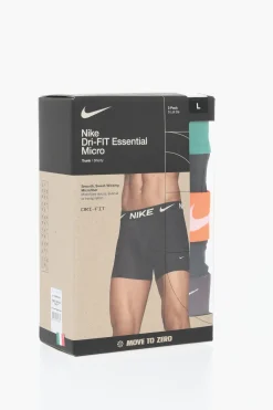 Best Set 3 Boxer Dri-Fit in Tinta Unita con Banda Elastica a Contrasto Uomo Intimo