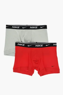 Discount Set 3 Boxer in Cotone Stretch con Logo a Contrasto Uomo Intimo