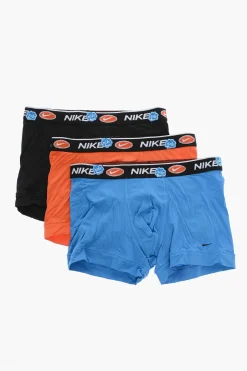 Discount Set 3 Paia di Boxer in Tinta Unita Ricamati Uomo Intimo
