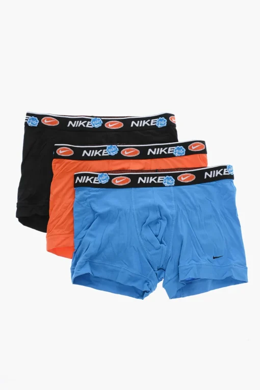 Discount Set 3 Paia di Boxer in Tinta Unita Ricamati Uomo Intimo