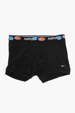 Discount Set 3 Paia di Boxer in Tinta Unita Ricamati Uomo Intimo
