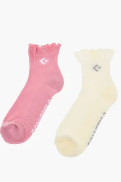 Outlet Set 2 Paia di Calzini in Tessuto Stretch con Bordo Smerlato Donna Intimo