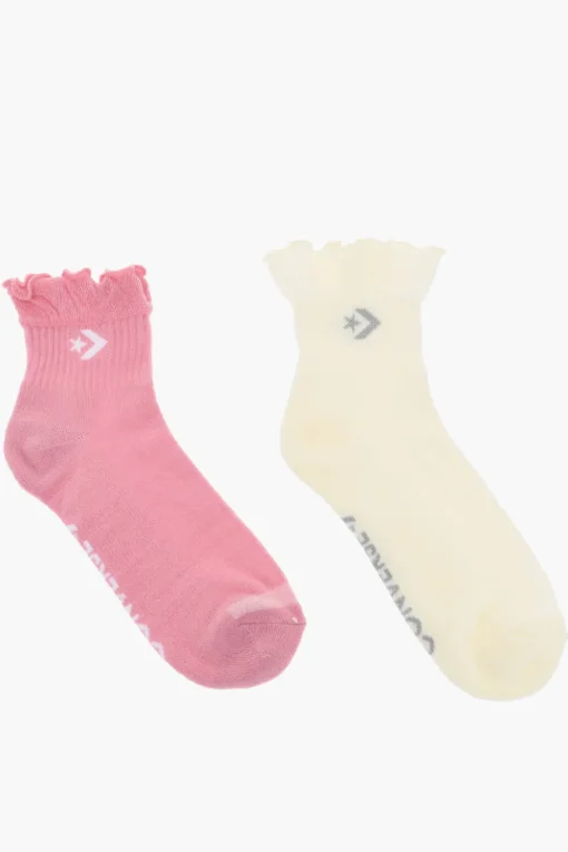 Outlet Set 2 Paia di Calzini in Tessuto Stretch con Bordo Smerlato Donna Intimo
