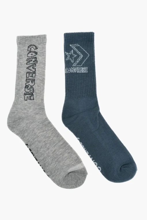 Set 2 Paia di Calzini Lunghi a Costine con Logo a Contrasto>Converse Hot