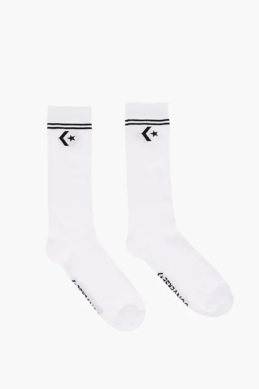 Set 2 Paia di Calzini Lunghi con Ricamo Logo a Contrasto>Converse Outlet
