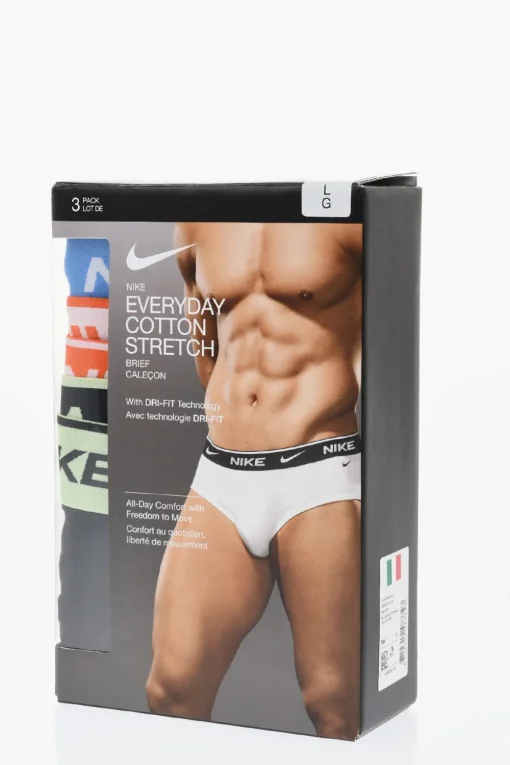 Sale Set 3 Paia di Slip in Cotone Stretch con Banda Elastica Logata Uomo Intimo