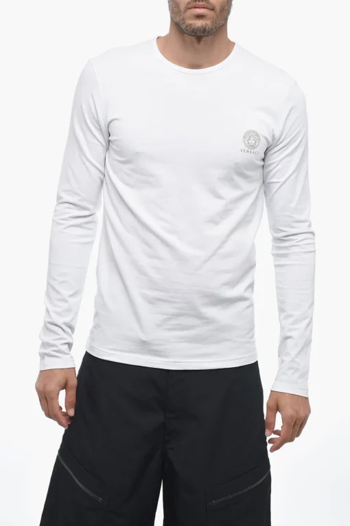 Best Set 2 Paia di T-shirt a Manica Lunga con Logo Effetto Dorato Uomo Intimo