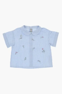Set 2 Pezzi Composto da Blusa a Righe e Shorts in Tinta Unita>il gufo Outlet