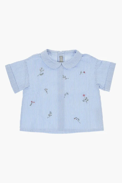 Set 2 Pezzi Composto da Blusa a Righe e Shorts in Tinta Unita>il gufo Outlet