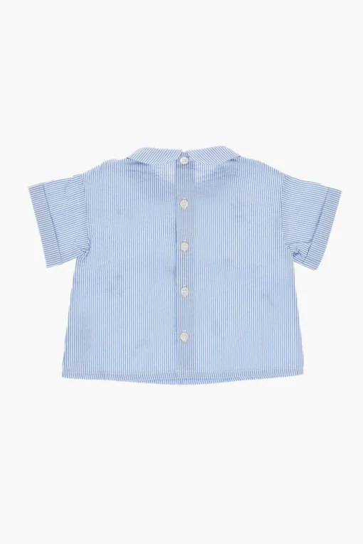 Set 2 Pezzi Composto da Blusa a Righe e Shorts in Tinta Unita>il gufo Outlet