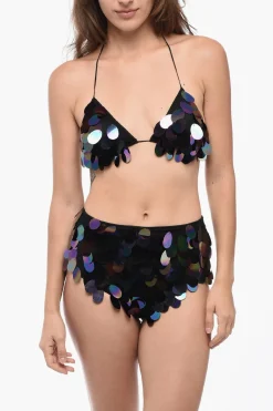 Best Set Bikini a Vita Alta con Paillettes Donna Costumi Da Bagno