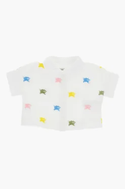 Set Camicia e Pantaloni in Cotone con Ricamo Logo All-Over>Burberry KIDS Fashion