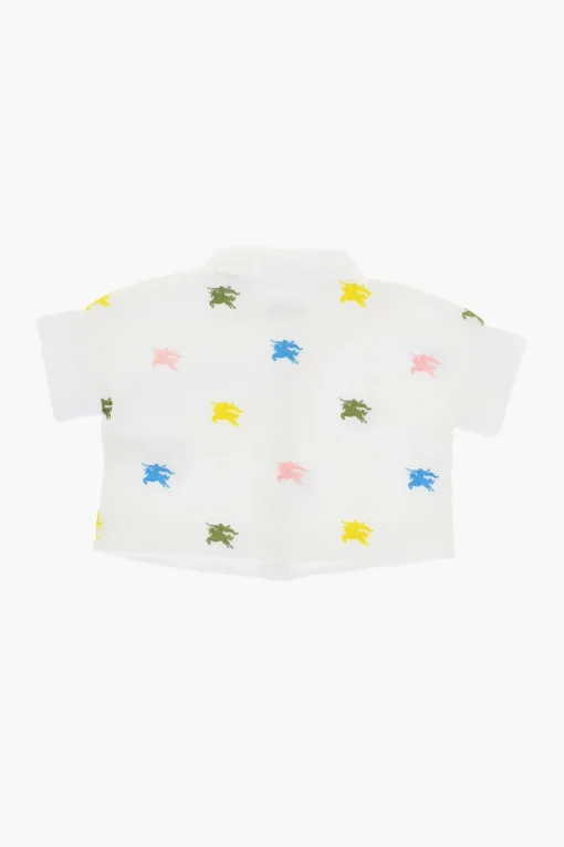Set Camicia e Pantaloni in Cotone con Ricamo Logo All-Over>Burberry KIDS Fashion