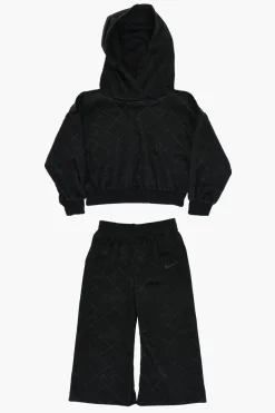 Clearance Set COZY Felpa Hoodie e Joggers In Velour Trapuntati Abbigliamento