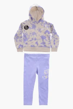 Sale Set Felpa con Cappuccio Effetto Tie-Dye e Leggings Abbigliamento