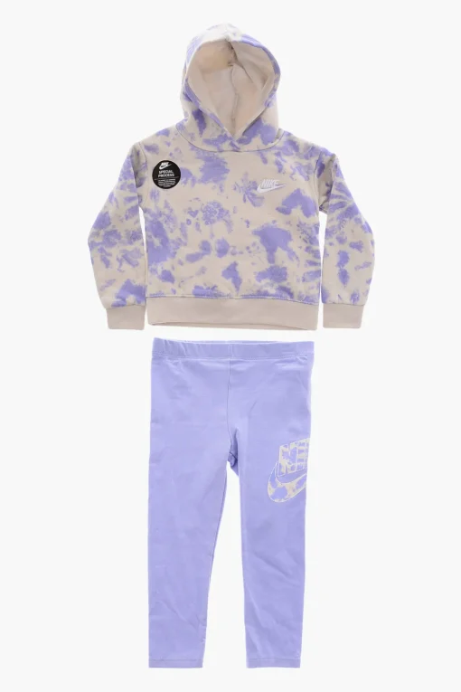 Sale Set Felpa con Cappuccio Effetto Tie-Dye e Leggings Abbigliamento