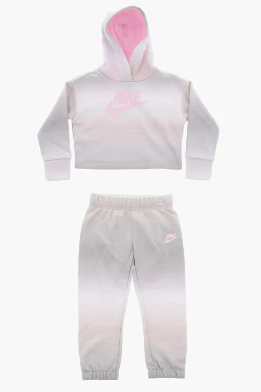 Set Felpa Crop e Joggers Sfumati in Cotone Garzato>Nike KIDS Fashion