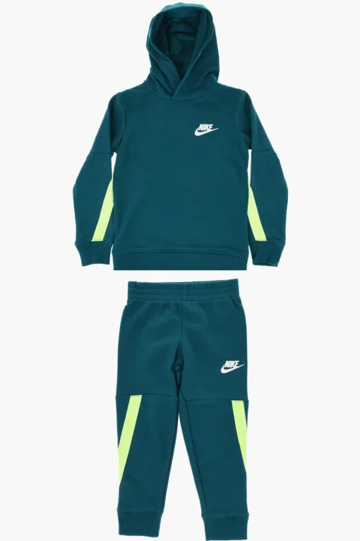 Discount Set Felpa e Joggers in Misto Cotone Garzato con Logo Stampato Bambino Abbigliamento