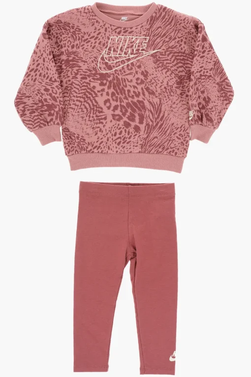 Set Felpa Girocollo a Fantasia Animalier e Leggings>Nike KIDS Clearance