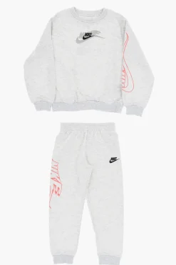 Discount Set Felpa Girocollo e Joggers in Cotone Garzato con Logo Stampato Bambino Abbigliamento