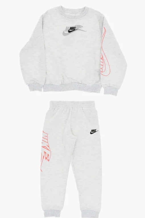 Discount Set Felpa Girocollo e Joggers in Cotone Garzato con Logo Stampato Bambino Abbigliamento
