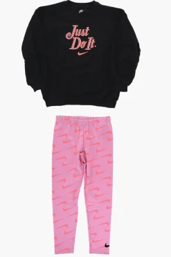 Set Felpa Girocollo e Leggings con Logo Stampato>Nike KIDS New