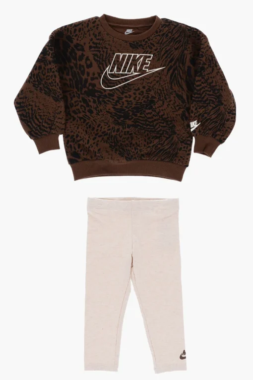 Set Felpa Girocollo in Stampa Animalier HOME SWOOSH e Leggings>Nike KIDS Discount