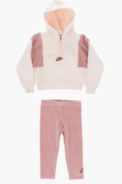 Online Set Felpa Hoodie a Mezza Zip e Joggers HOME SWOOSH HOME con Dettagli in Velour Abbigliamento