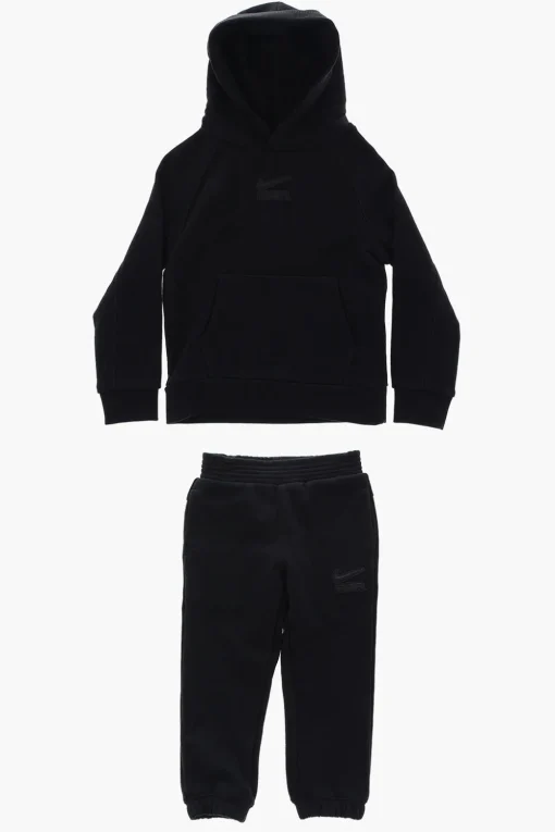 New Set Felpa Hoodie con Tasca a Toppa e Joggers Bambino Abbigliamento