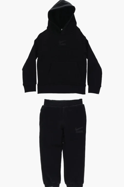 New Set Felpa Hoodie con Tasca a Toppa e Joggers Bambino Abbigliamento