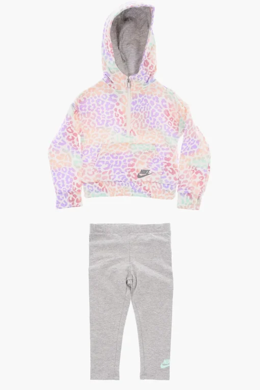 Set Felpa Mezza Zip Effetto Animalier e Leggings>Nike KIDS Outlet