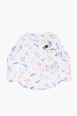 Set Leggings e T-shirt Manica Lunga con Stampa Logo All Over>Nike KIDS Outlet