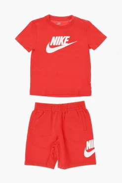 Discount Set T-Shirt e Shorts in Tinta Unita con Logo Stampato Bambino Abbigliamento|Abbigliamento