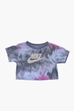 Set T-Shirt Girocollo e Shorts Ciclista con Logo Stampato>Nike KIDS Discount