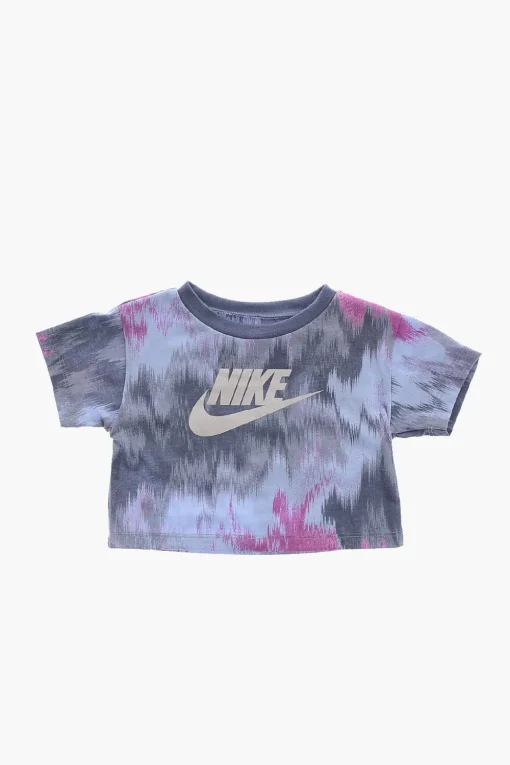 Set T-Shirt Girocollo e Shorts Ciclista con Logo Stampato>Nike KIDS Discount