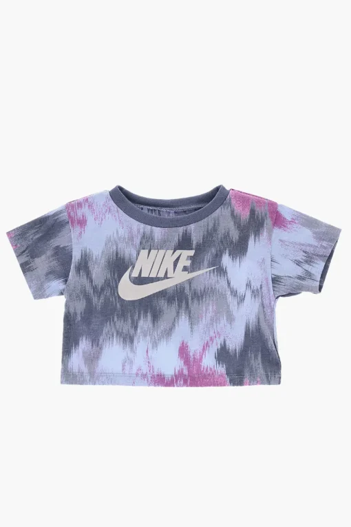 Set T-Shirt Girocollo e Shorts Ciclista con Logo Stampato>Nike KIDS Discount