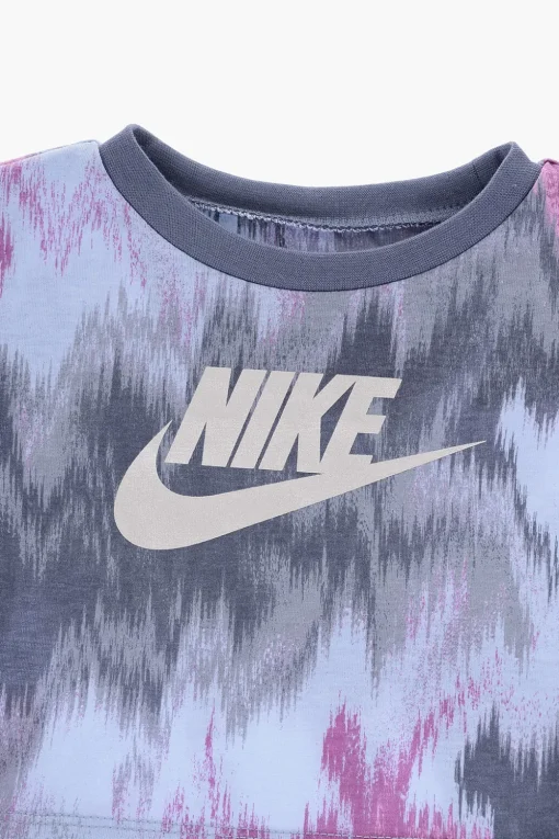 Set T-Shirt Girocollo e Shorts Ciclista con Logo Stampato>Nike KIDS Discount